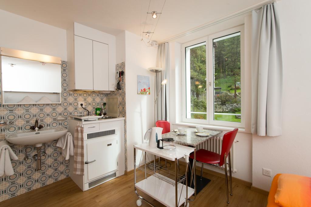 Chesa Quadrella Zimmer Mit Kuechenzeile Inklusive Bergbahnen Im Sommer-Ausser Studio Pontresina Exterior foto